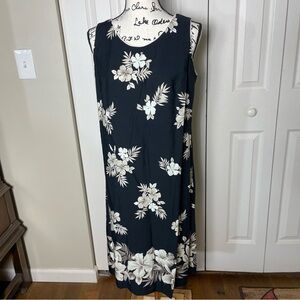 Royal Creations Dress Women’s Size Medium Black With Hawaiian Floral Print VTG